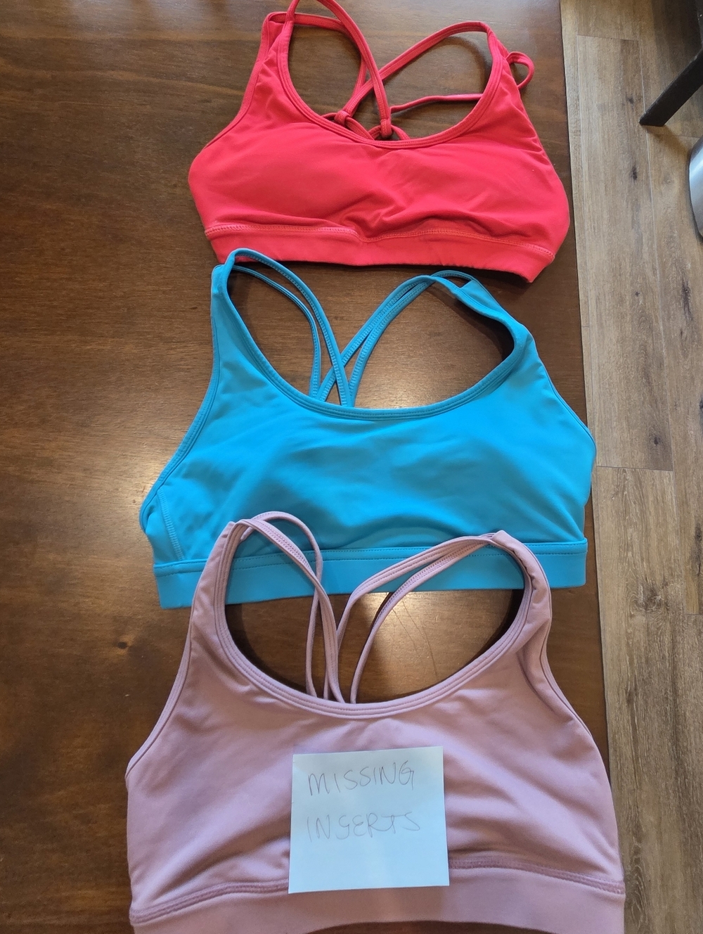 P'tula Women's Strappy Sports Bra Set in Red, Teal & Mauve